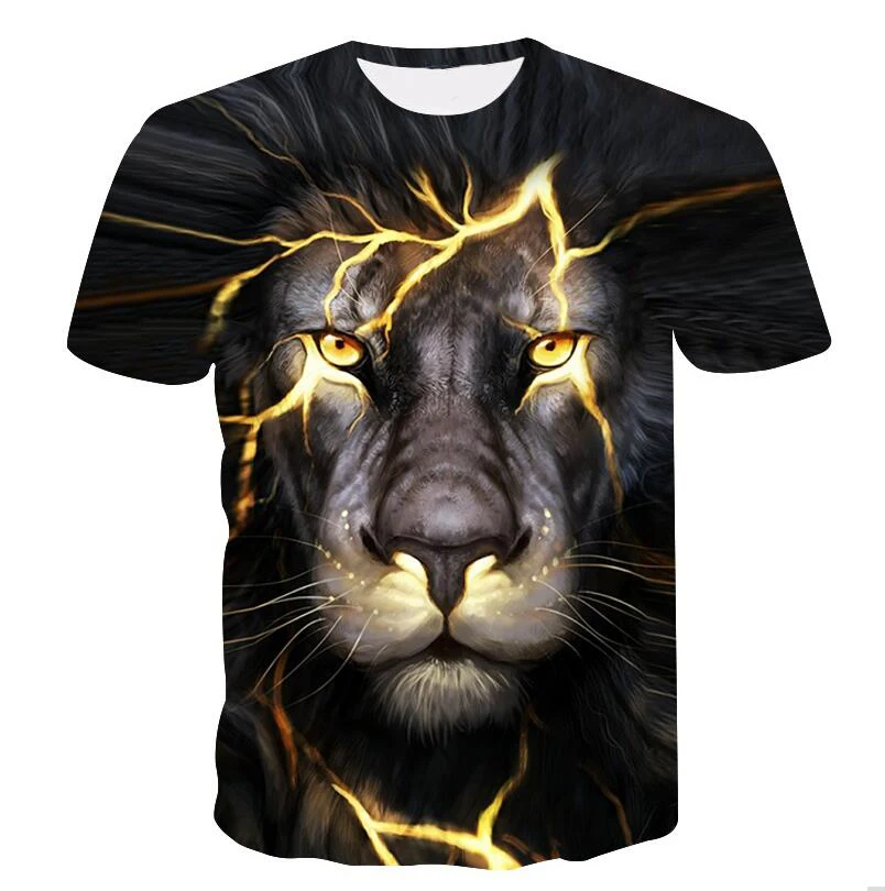 Children Short Sleeve T-Shirts For Kids Clothing Tees Baby Boy Girl Cartoon Tops O Neck 3D T Shirt Print Animal Lion Galaxy Moon