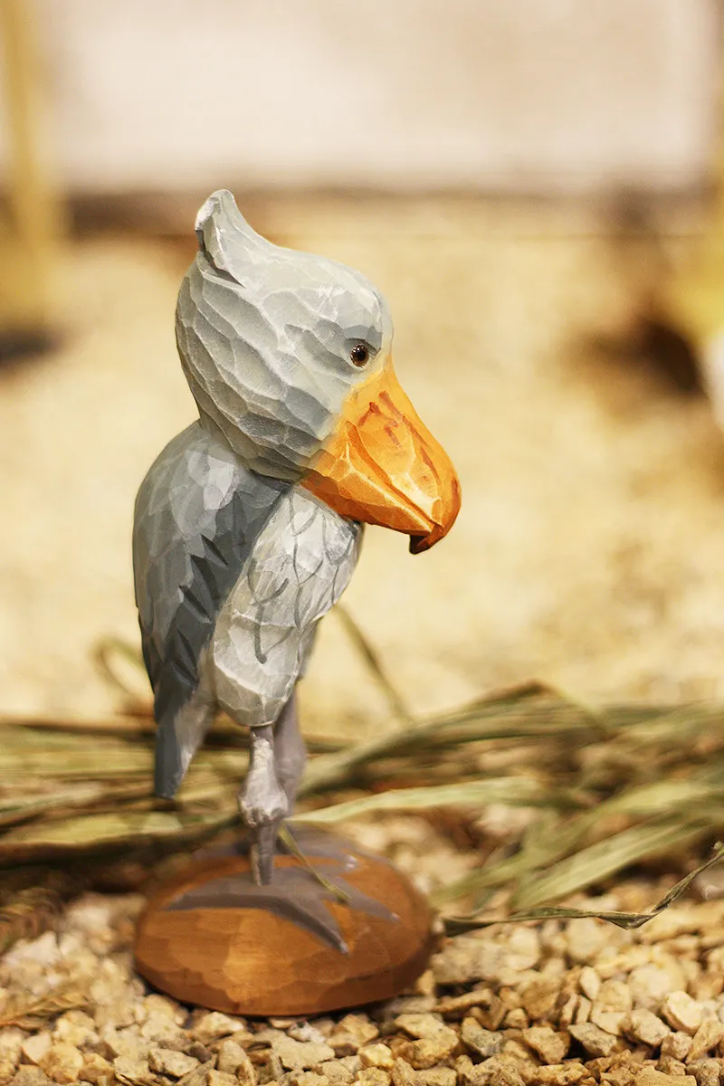 Wal-Kopf Storch Holzschnitzerei Vogel-Dekoration Rein Handgefertigte Massivholz Tier-Dekorationsobjekte Dekorative Wohnaccessoires – Detail 9