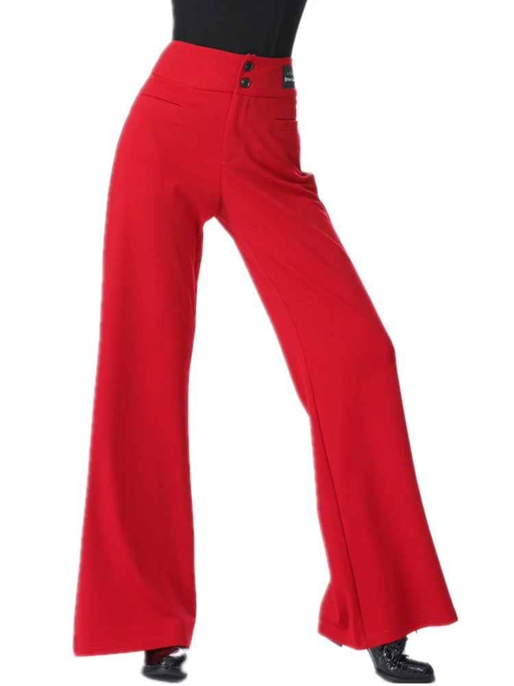 Solid Color Ballroom Dance Competition Pants Waltz 2024 High Quality Dancewear Latin Women Waist Evening Luxury Jazz Trousers