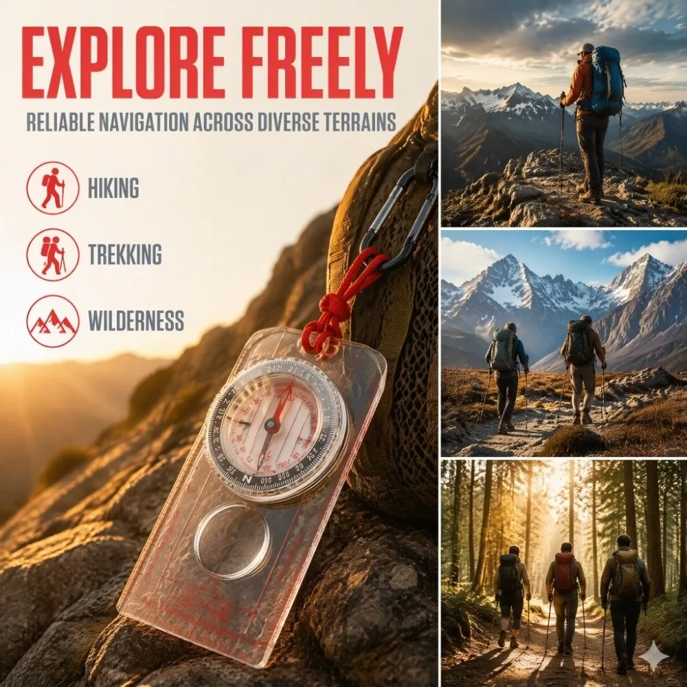 High Quality Baseplate Compass Transparent Multi-Function Orienteering Compass Topographic Measurement Portable