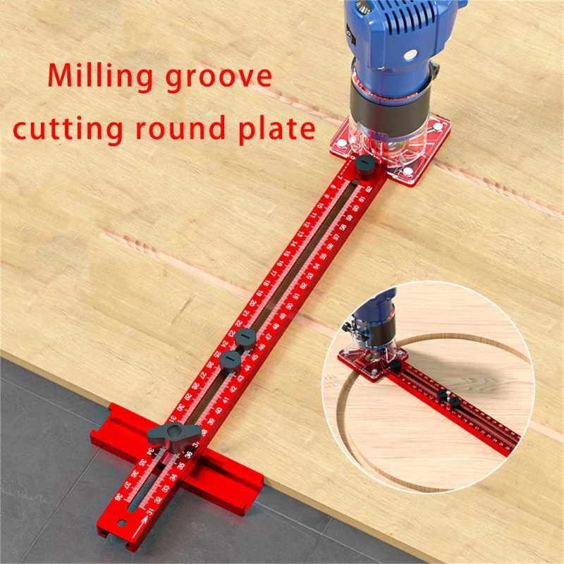 Soporte de ranuras para fresado enrutador, plantillas de perforación de agujeros para cajones, Base de máquina de recorte de aluminio, localizadores de ranuras circulares