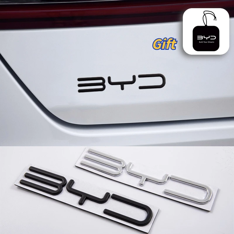 BYD 3D Metal Car Badge Letters Emblem Rear Trunk Sticker for BYD Atto 3 Shark 6 Seal Dolphin Sealion Song Plus Dolphin Surf