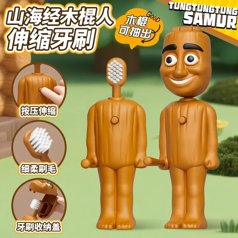 *Italian Brainrot Tung Children's Toothbrush Anime Soft Nylon Bristle Toothbrush Travel Cartoon Cute Funny Teeth Brush Whitening image 6