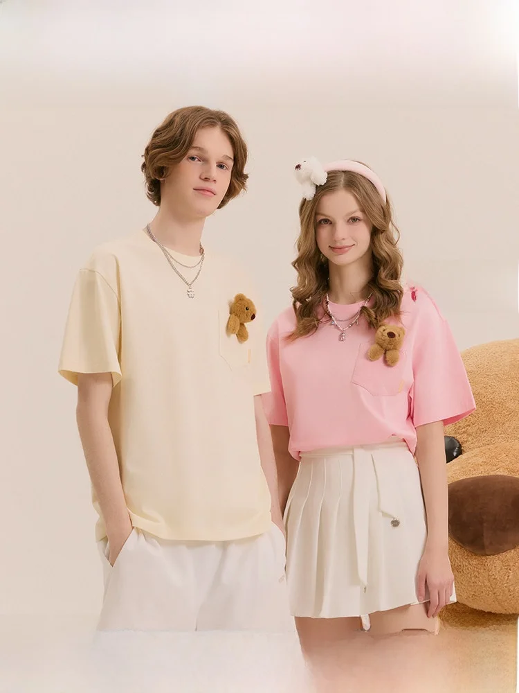 

Футболка Noisy Teddy 25 Summer New с милым 3D-принтом медведя, круглым вырезом и коротким рукавом, 100% хлопок, цветная