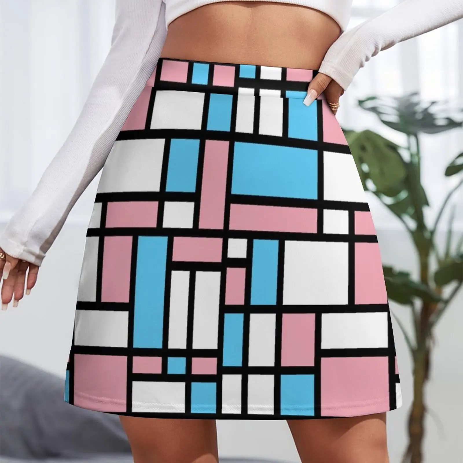 65 MCMLXV LGBT Transgender Pride Flag Mondrian Color Block Pattern Mini Skirt short skirts for women summer skirts