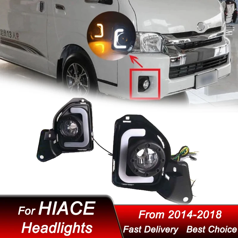 Hot Car Front Fog lights For TOYOTA HIACE HIACE200 14-18 LED DRL Fog lamp Upgrade High Configure Projector Lens Accessories Kit