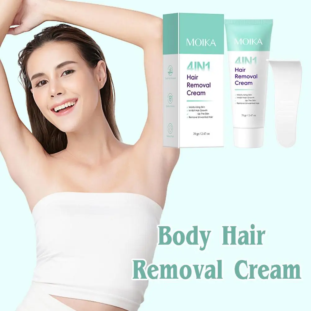 MOIKA 4‑in‑1 Hair Removal Cream 70g Painless Intimate Areas Full Body Depilatory Cream Hair Remover Inhibitor Growth Men & Women