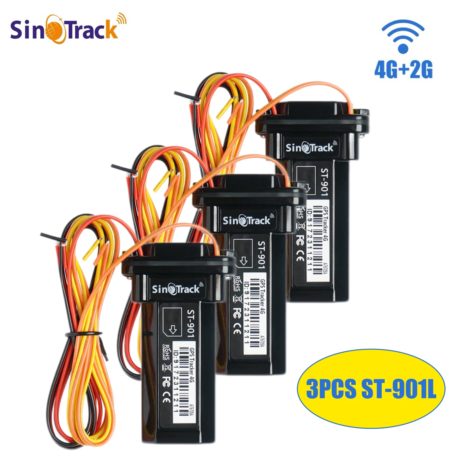 4G SinoTrack 3 eenheden ST-901L Mini Auto Tracker voor Auto SUV Truck Bus GPS 4PIN Relais voor Cut motor