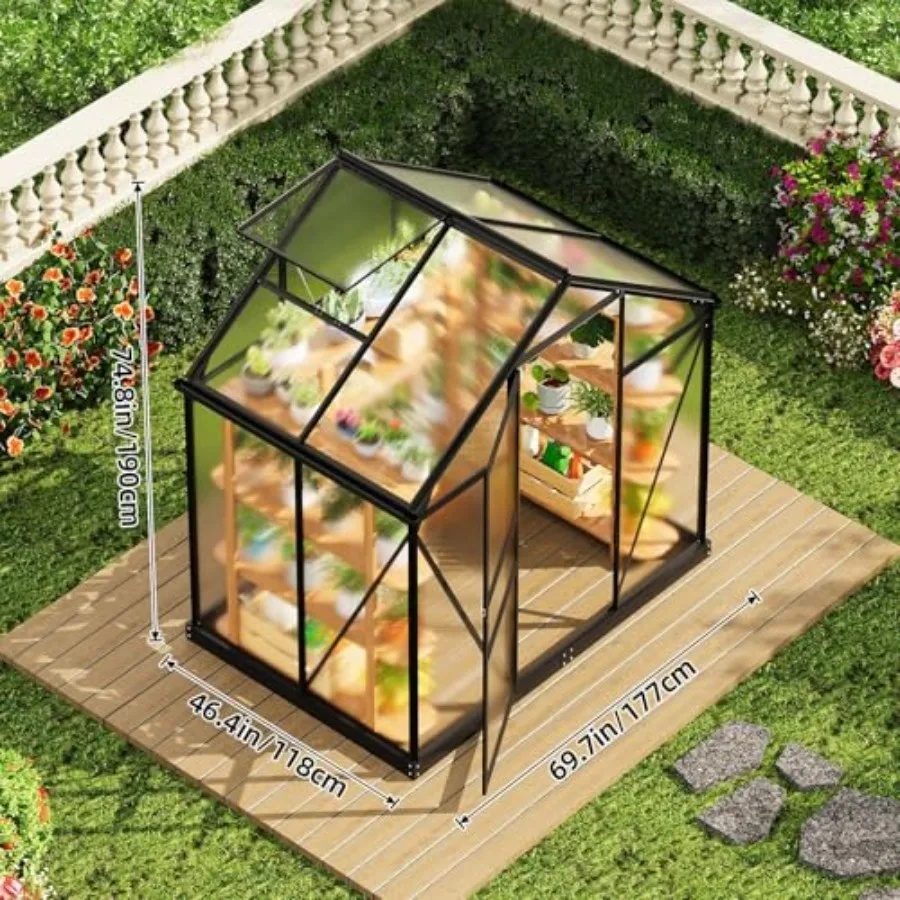 6x4FT Greenhouse Heavy Duty Polycarbonate Greenhouse for Outdoor