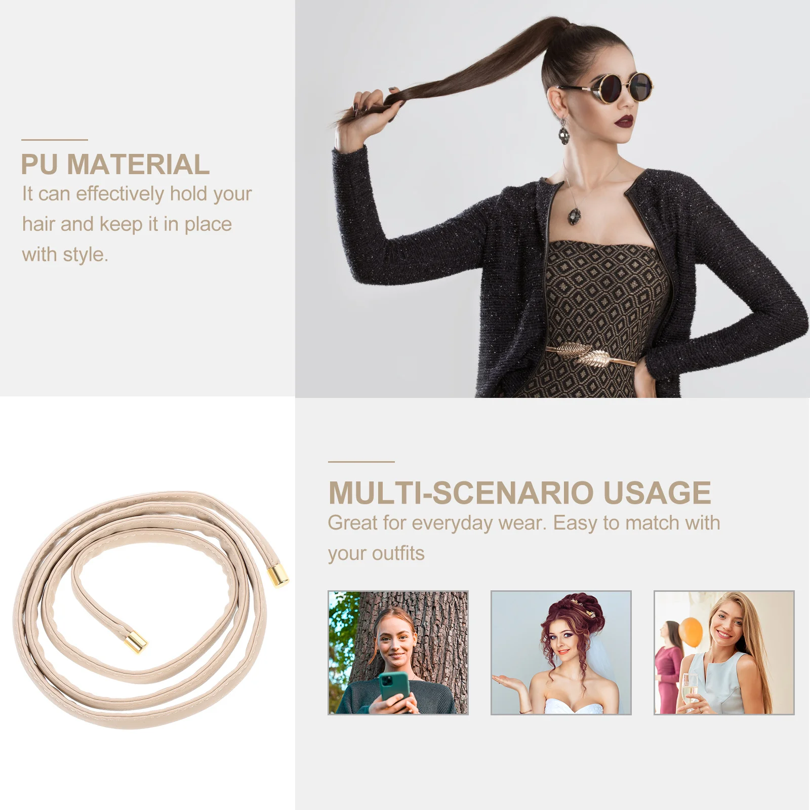 

Lovely PU Hair Rope Adjustable Wire Ponytail Wrap Attractive and Durable Perfect for Girls and Women Hair Ties