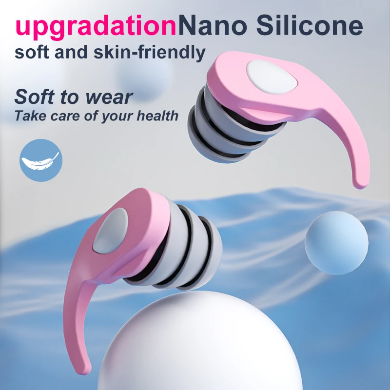 

1 Pair Silicone Anti-Noise Ear Plugs Waterproof Soundproof Ear Plugs Soft Comfort Sound Blocking Earplugs for Sleeping Swimming