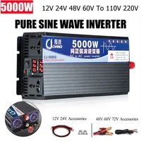 5000W 4000W 3000W Pure Sine Wave Inverters DC 12V 24V 48V to AC 110V 220V Double Socket Voltage Converter Solar Power Inverter