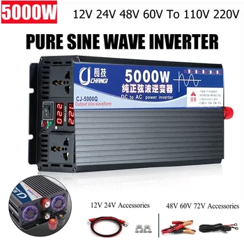 5000W 4000W 3000W pure sine wave inverters DC 12V 24V 48V to AC 110V 220V dual socket voltage converter solar power inverter