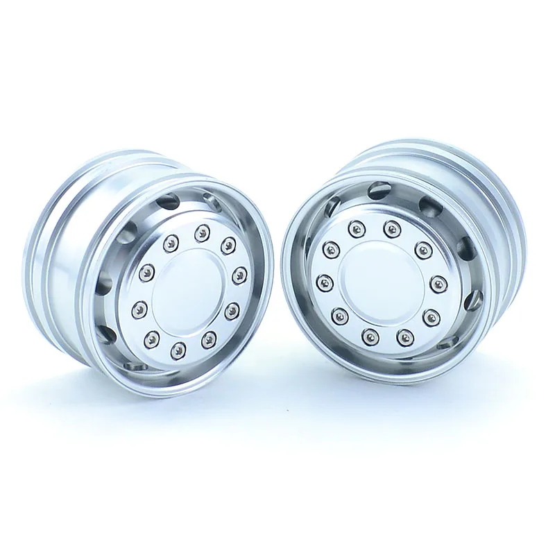 2pcs Metal Front Wheel 20mm/25mm Width Drive/Bearing Hub Rim for 1/14 Tamiya RC Truck Tipper SCANIA 770S 56368 VOLVO ACTROS Car