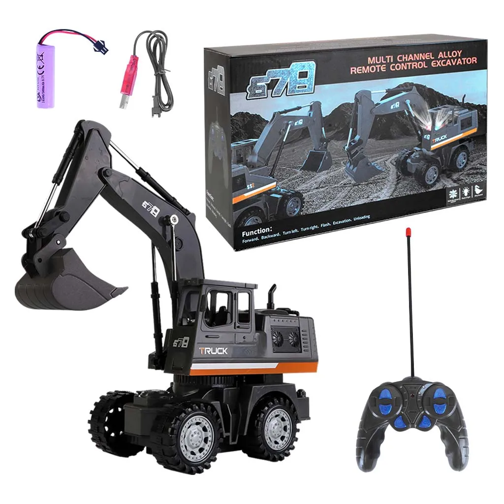 RC Cars รีโมทคอนโทรล 1:20 5CH จําลองวิศวกรรมรถหัวโลหะ Excavator ประณีตของที่ระลึกเด็กผู้หญิงของเล่นเด็ก