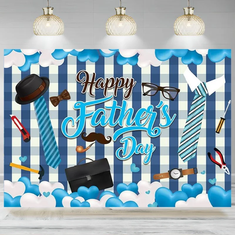 Fondo para el día del padre, decoraciones para fiesta, pancarta, corazón azul y blanco, fondo fotográfico, rayas, corbata, accesorio para fotografía