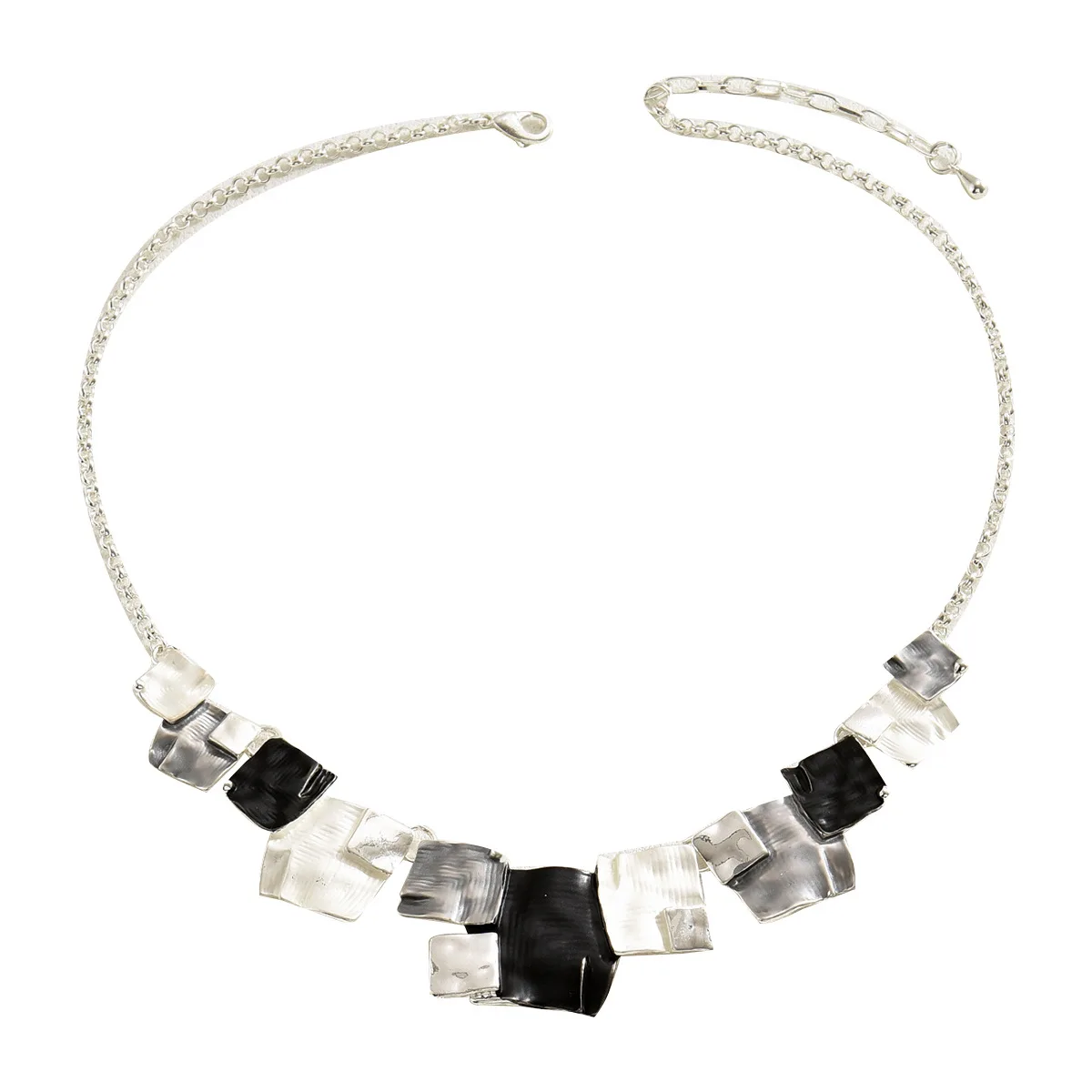 Geometric Block Design Necklace, Retro Bohemian Style, Personalized and Fashionable Collarbone Chain