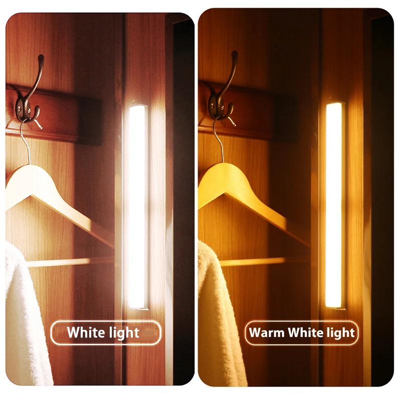 PIR استشعار الحركة ضوء لاسلكي LED ليلة ضوء غرفة نوم المطبخ إضاءة خزانة الدرج المغناطيسي قابلة للشحن مصباح الليل