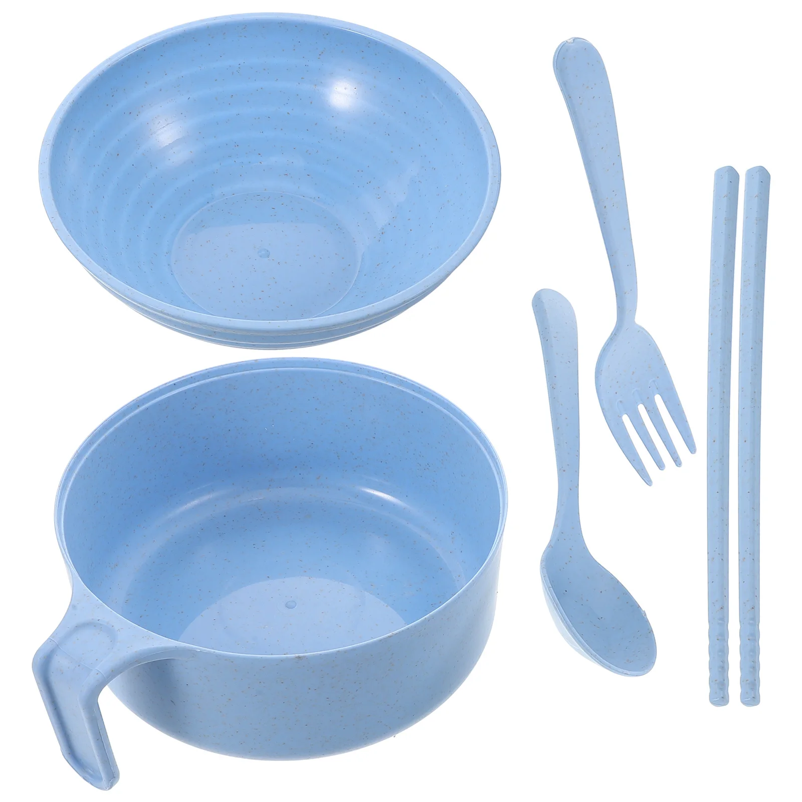 

Ramen Bowl Set Sky-Blue Large Capacity With Lid Utensils Included Noodle Soup Pasta Cereal Bowl Microwave Safe Portable