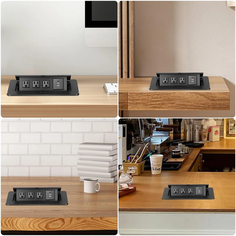 

Multi-Function Embedded Desktop Socket -Up Multi-Function Socket 3-Seat 2-Port US Standard Socket For Indoor Use