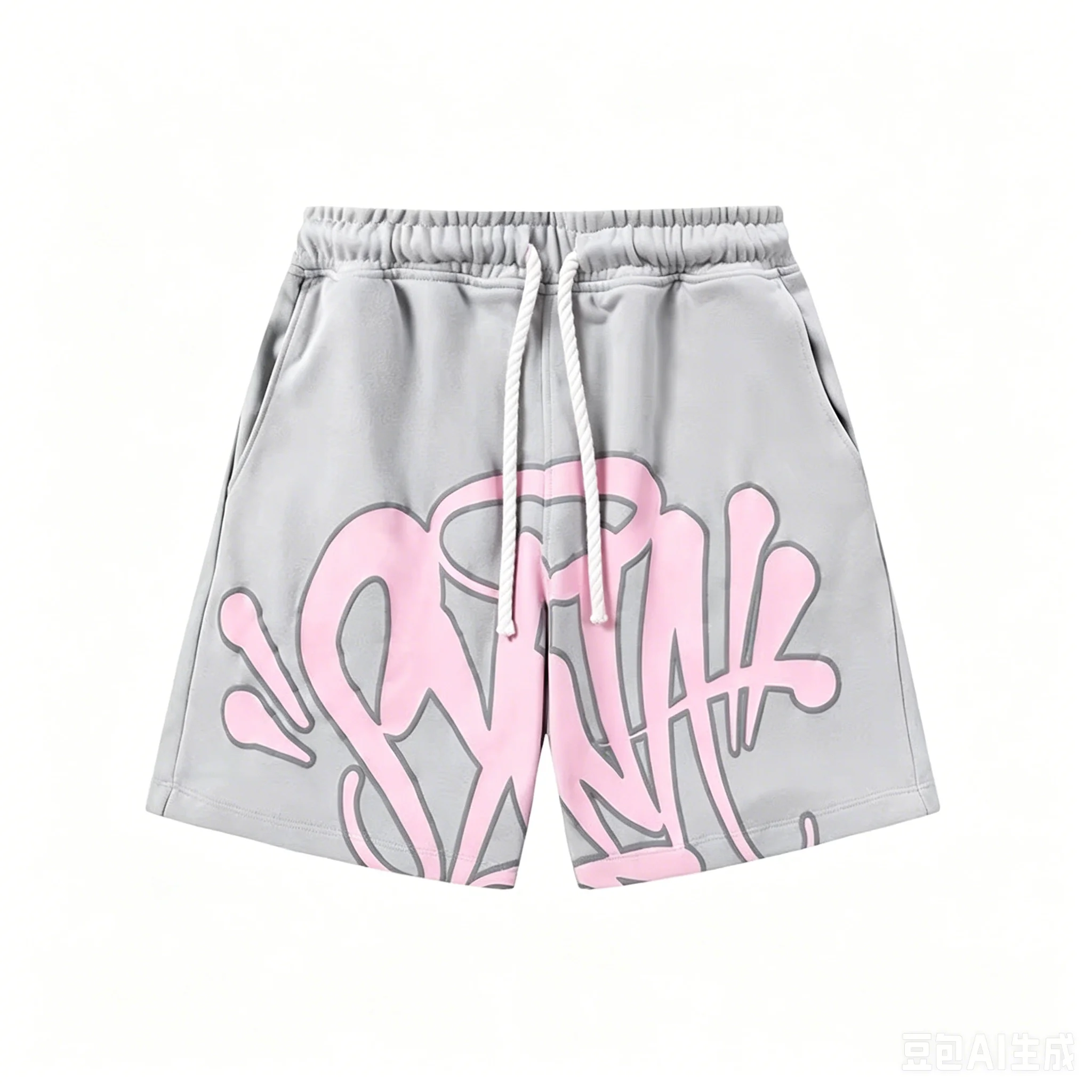Trendige Marken-Sportshorts mit amerikanischem Street-Graffiti-Buchstabendruck für Herren, schnelltrocknende Strandhose für Sport und Freizeit – Detail 6