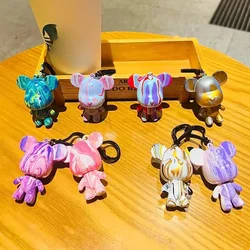 Mini Vinyl Bear Figure DIY Graffiti Violent Bear Statue Fluid Art Pigment Painting Doll Figurine Keychain Kid Toy Decoration