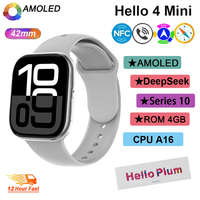 New Hello Watch 4 Mini Original Smart Watch AMOLED 4GB ROM NFC Compass Bluetooth Call Sports Men Women Watch for Android IOS