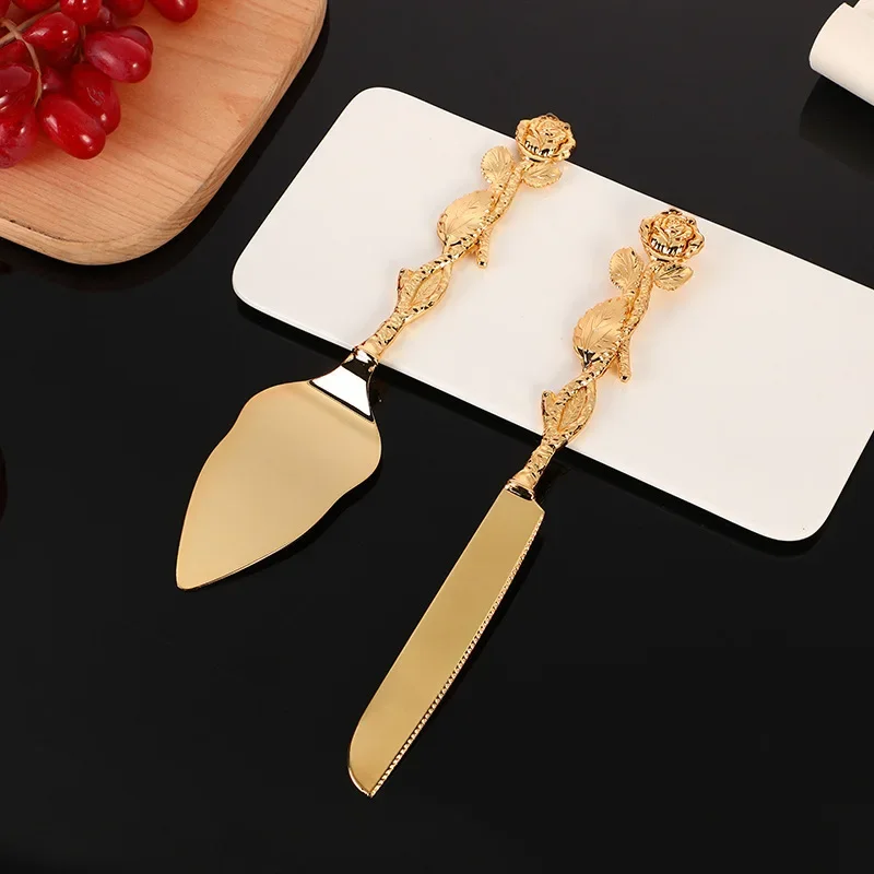 

European Light Luxury Golden Knife and Spatula Set, Western Banquet Combination, Cake, Pizza Cutting Supplies, Kitchen Tableware