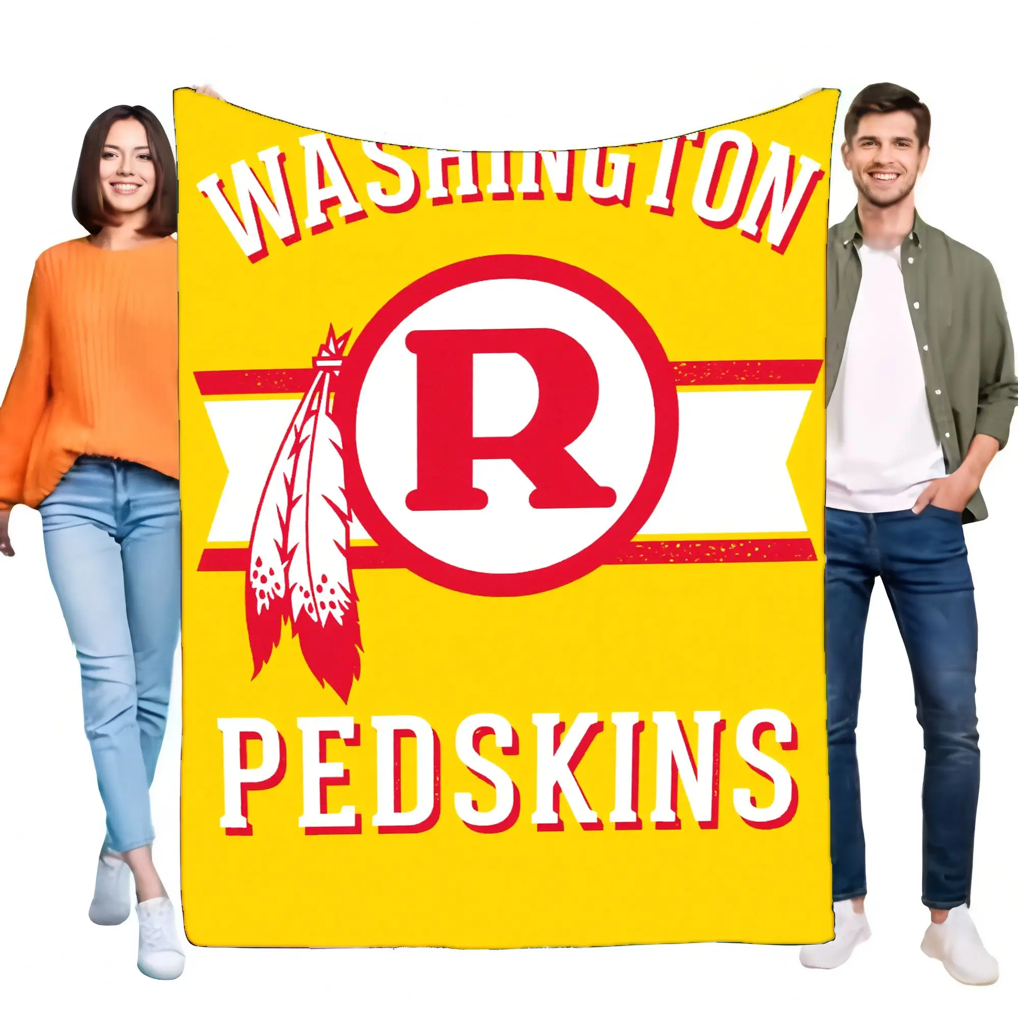 Grande cobertor Washington Redskins com logotipo 'PEDSKINS' não impresso, perfeito para relaxar, acampar ou dia dos jogos, apresenta colorido