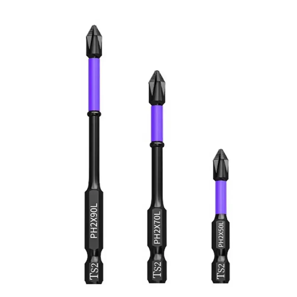 Reliable Non Slip Screwdriver Bit Set, 3PCS PH2 Magnetic Batch Heads For Precise And Effective Screwdriving Operations