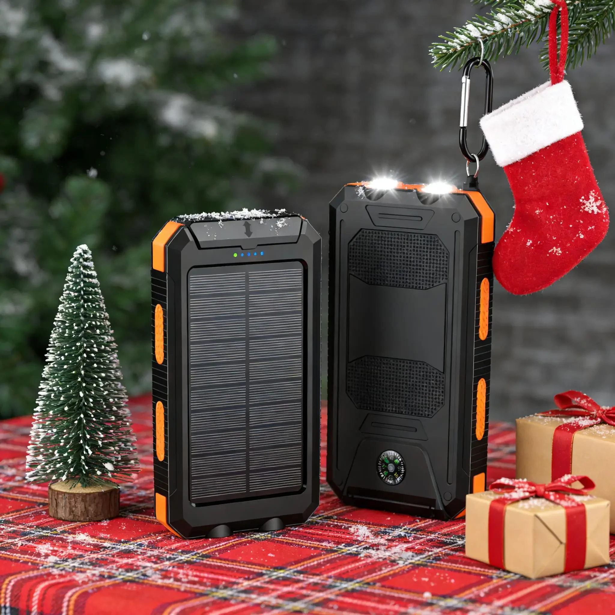 

10000 мАч Солнечная батарея Компас Светодиодный фонарик Открытый Путешествия Кемпинг Зарядное устройство для телефона