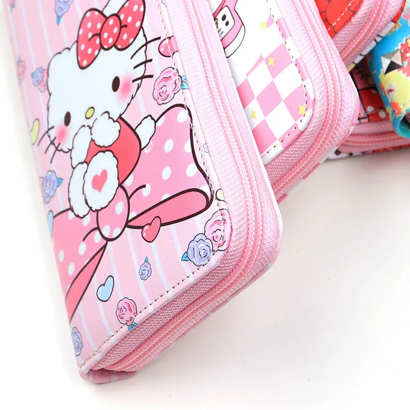 Dropshipping HELLO KITTY printing bags for women Ladies storage bag zipper money mobile phone bag PU wallet 10cm*19cm*3cm