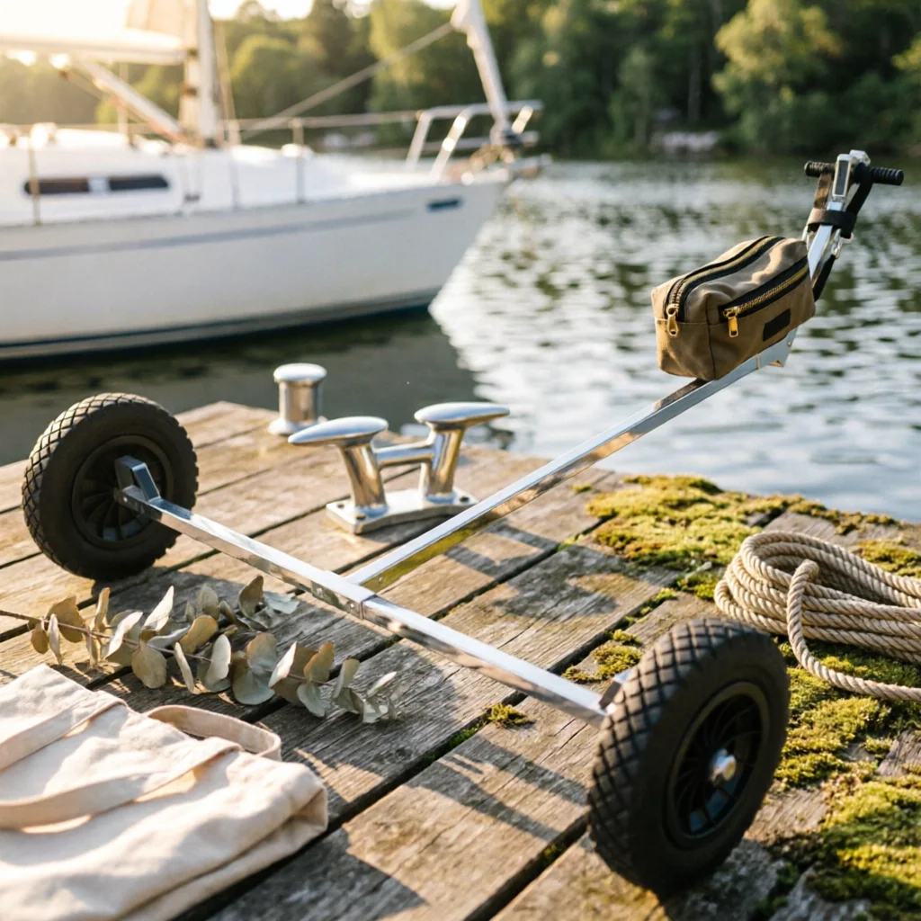 OP Sailboat Trailer Portable Sailboat Dolly Boat Trolley Rustproof Boat Dolly Heavy-Duty for Sailors, Boatyard, Marina