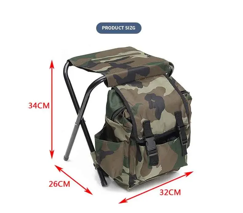 Portable Fishing Chair Folding Seat Large Capacity Camouflage Chair Bag Fishing Chair Backpack