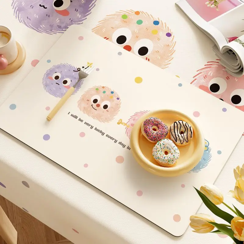 VIKAMA Cartoon Monster Kitchen Drain Pad, Anti-Slip Coffee Machine Tableware, Decorative Insulation Countertop Pad