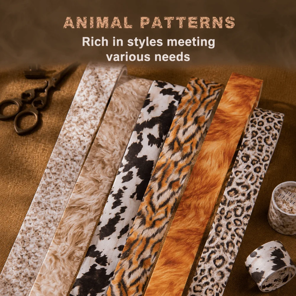 Animal Hair Pattern Decorative Adhesive Tape Fluffy Texture Leopard Tiger Milk Cow Print Feel Tape Paper DIY Journal Washi Tape
