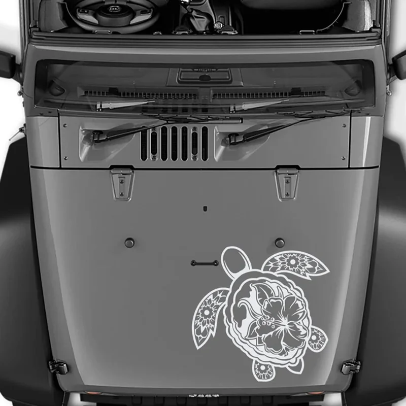 Hawaii Sea Turtle Hibiscus Flower Car Sticker for Engine Hood Decoration Universal Exterior Accessories Waterproof Vinyl Decals