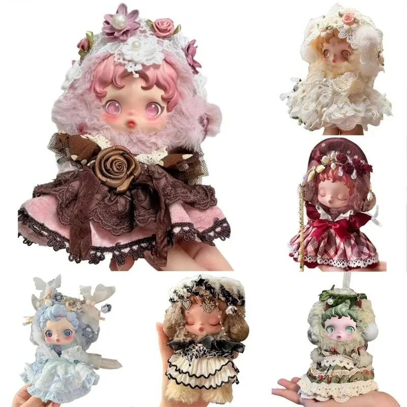 

10cm Doll Clothes For Skull Panda Vinyl Cute Little Chic Dress Princess Style Skirt Set With Gorgeous Headwear Doll Accessories