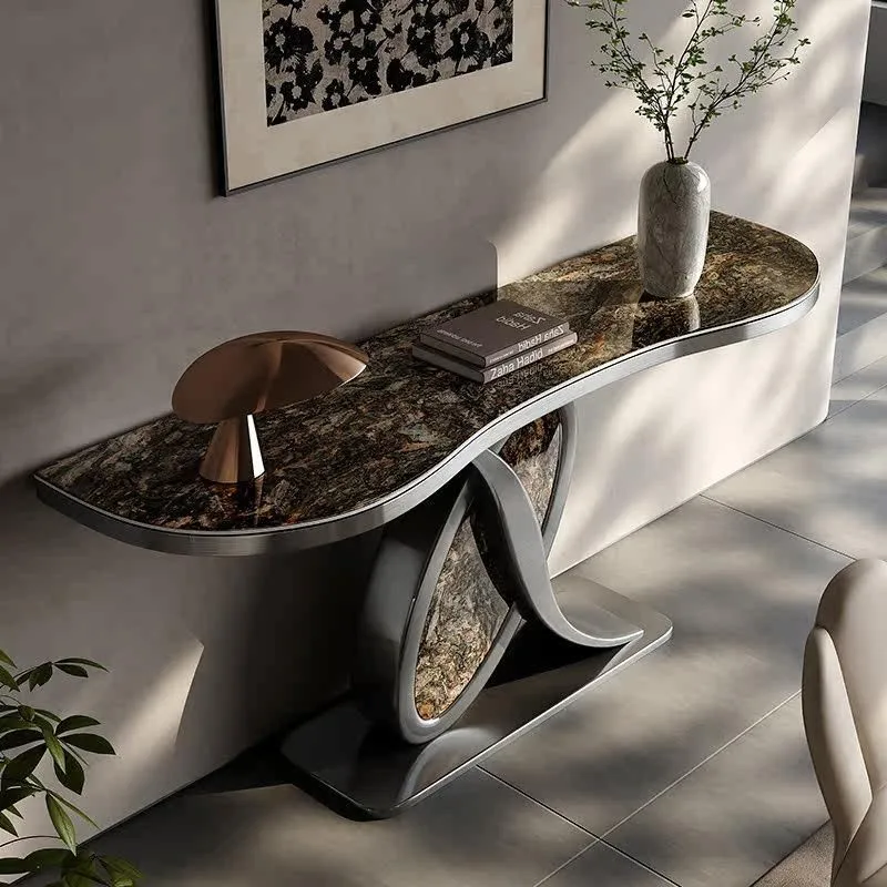 Light luxury rock slab entrance table designer simple modern strip case foyer end view table entry entrance entrance cabinet