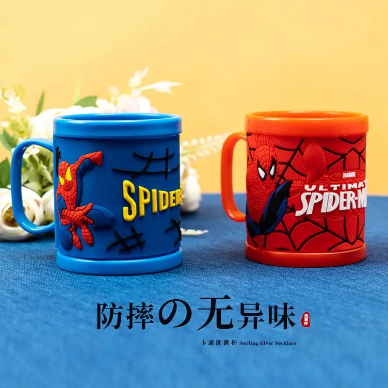 Marvel Spiderman taza de lavado de plástico anticaída para niños, nueva versión coreana de animación, dibujos animados creativos, forma Linda