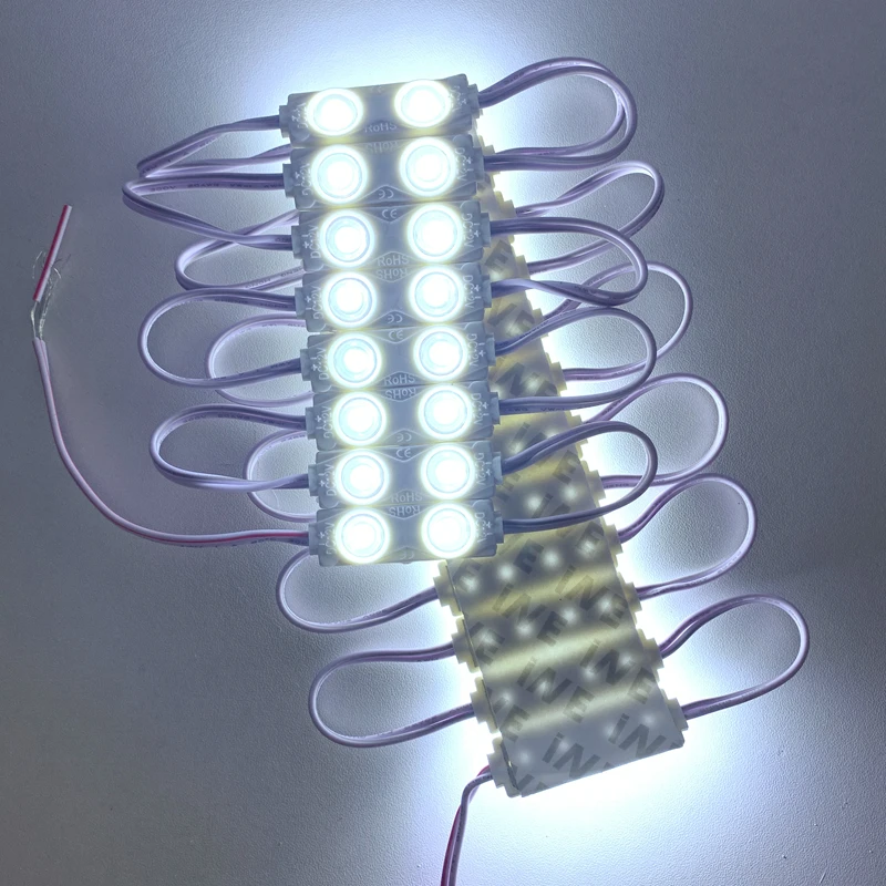 100 قطعة/الوحدة 12 فولت 2LED وحدة حقن مع عدسة 2835 SMD 1.2 واط إضاءة مقاومة للماء وحدة الإعلان تصميم تسجيل الخلفية