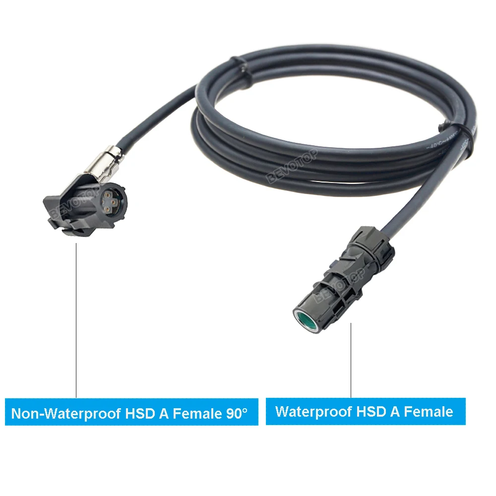 BEVOTOP Wire Harness Waterproof HSD A Female  to Non-Waterproof HSD A Female 90° Jack 4PIN LVDS Cable High Speed 4 Core 535 Line