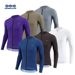 KEMALOCE Cycling Jersey Men Long Sleeve 2025 Autumn&Spring Black&Purple&Grey Reflective Breathable High End Bicycle Bike Jersey