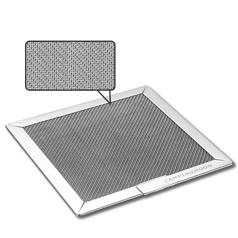 CAMPINGMOON Grille de barbecue carrée en acier inoxydable pour barbecue extérieur, tapis de cuisson réutilisable