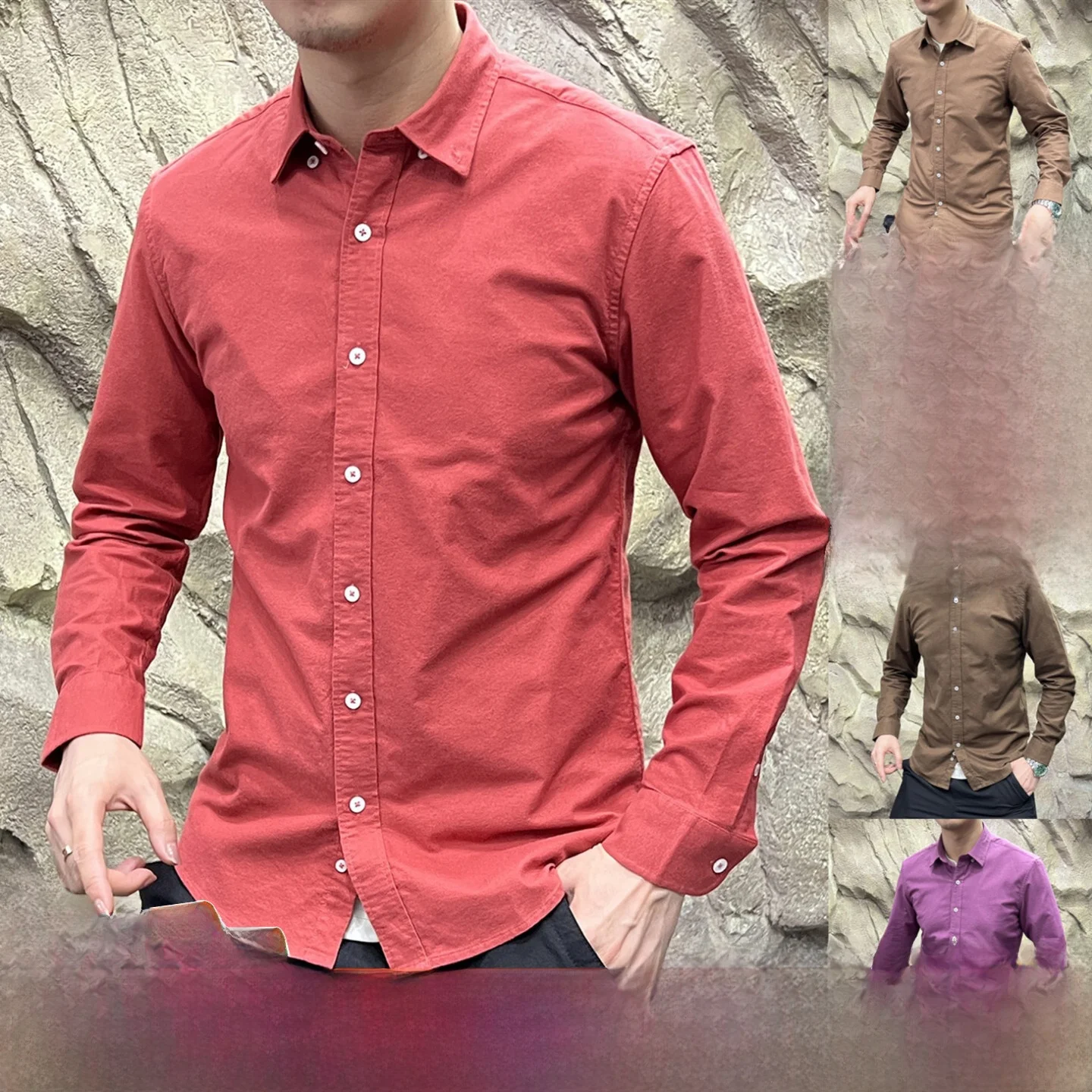 

Waed Cotton Long Sve irt Мужская повседневная деловая универсальная осенняя новая дышащая удобная винтажная одежда