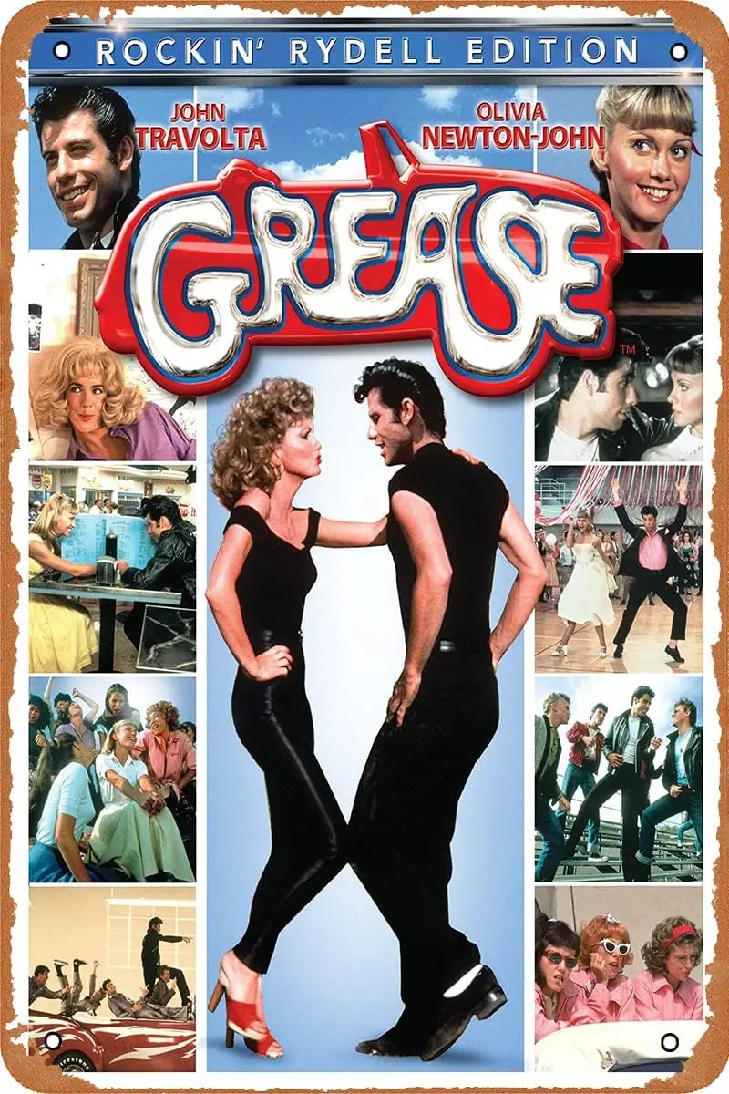 Grease 1978 Movie Plaque Poster Retro Tin Sign Vintage Metal Sign 8x12Inches