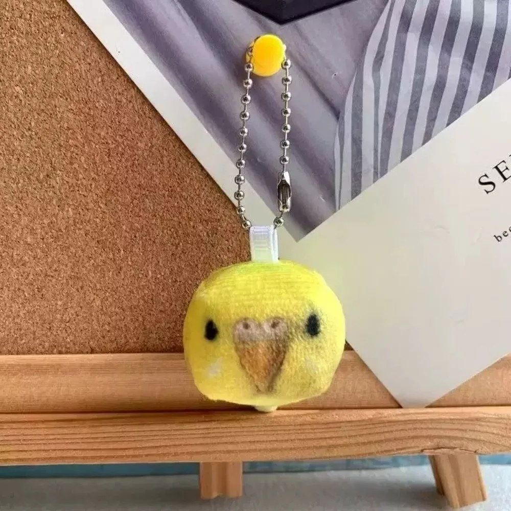 Bag Charm Plush Parrot Keychain Simulation Hanging Keyring Square Parrot Pendant Kawaii Soft Mini Parrot Cube Plush Keychain