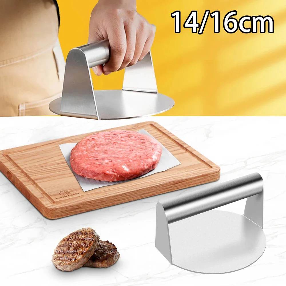 Prensa de hamburguesas Smash de acero inoxidable, patitos de hamburguesa, triturador de carne, molde Circular para prensar carne, accesorios de cocina