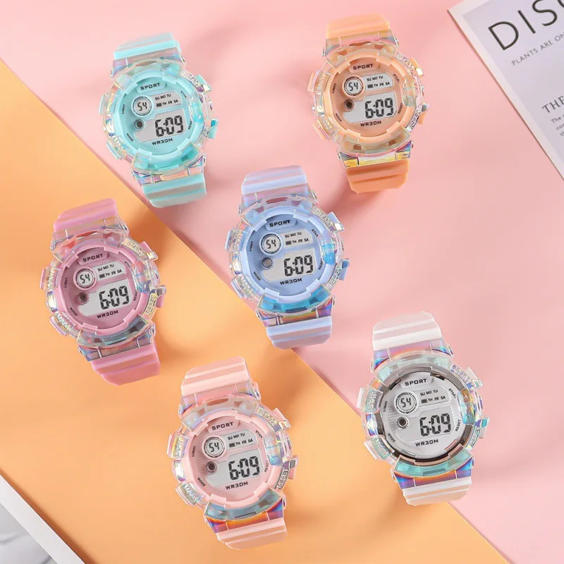 Fashion Waterproof Children Watches for Girls Sport Digital Bracelet Electronic Kids Watch Student Multi-functional Clock Toys