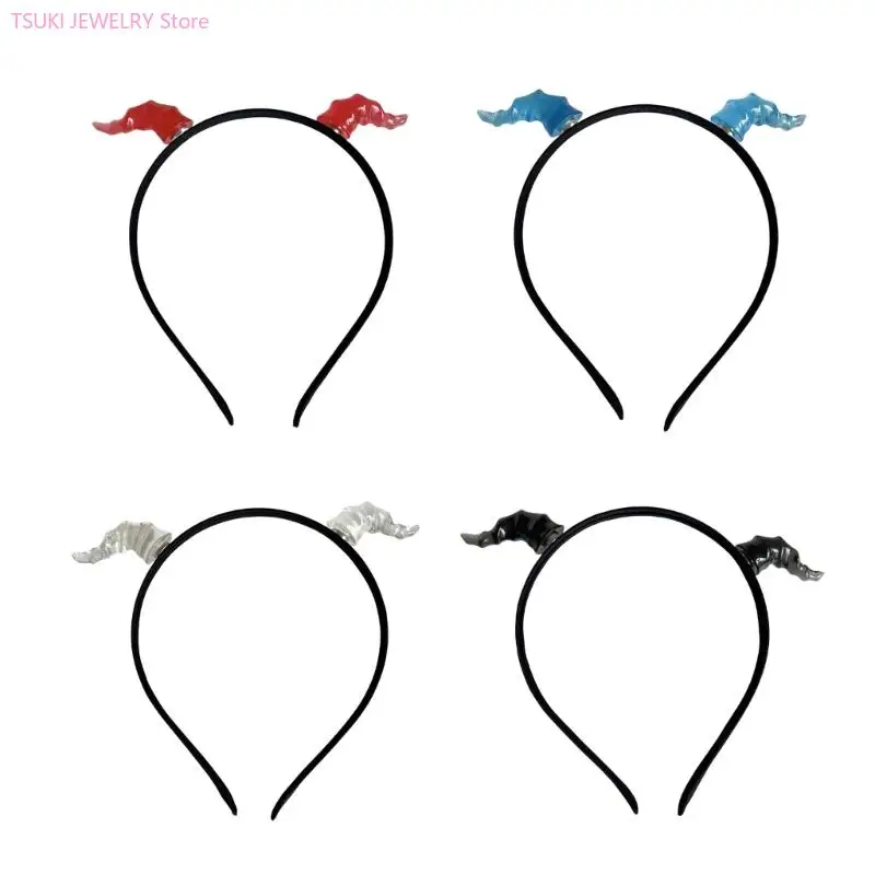 62KE Devil Hairband Cartoon Animal Horn COSPLAY Supply Halloween Props Lovely Role Play for Fan Event